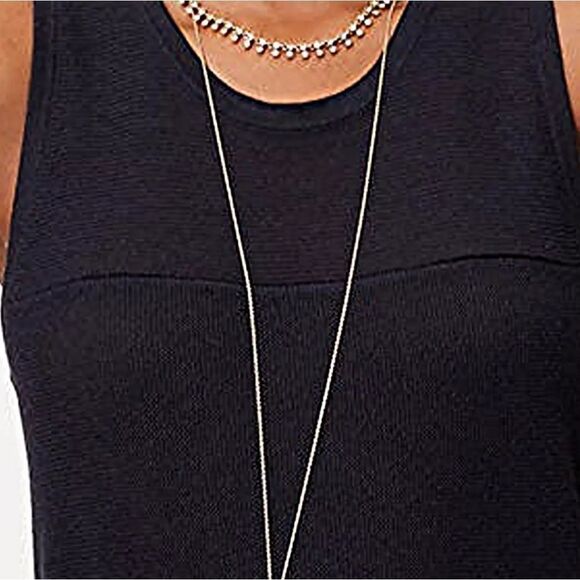 ANN TAYLOR LOFT DOUBLE LAYERED CRYSTAL NECKLACE NWT 17 1/2" + 2 3/4" - Picture 3 of 4